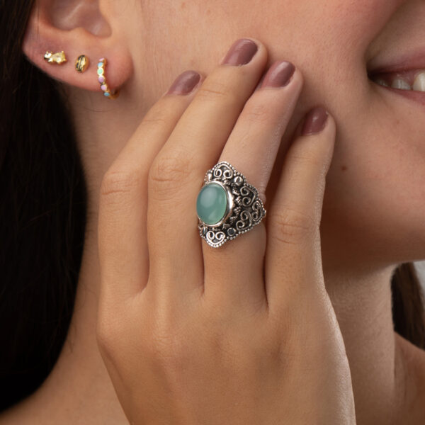 925 Sterling Silver gemstone Oxydised Silver Ring - Image 3
