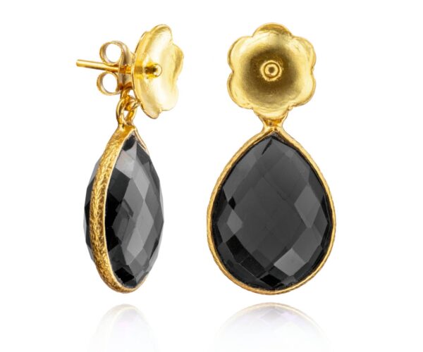 Teardrop and Flower Gold Plated 925 Sterling Silver Earring