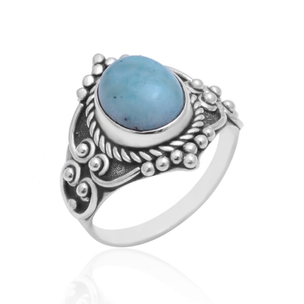 Larimar gemstone Oxydised Silver Ring