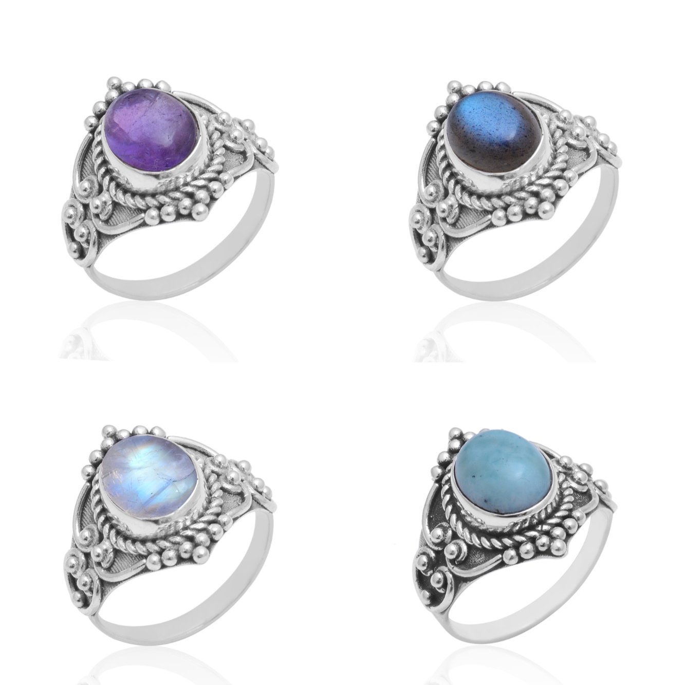 Larimar gemstone Oxydised Silver Ring - Image 3