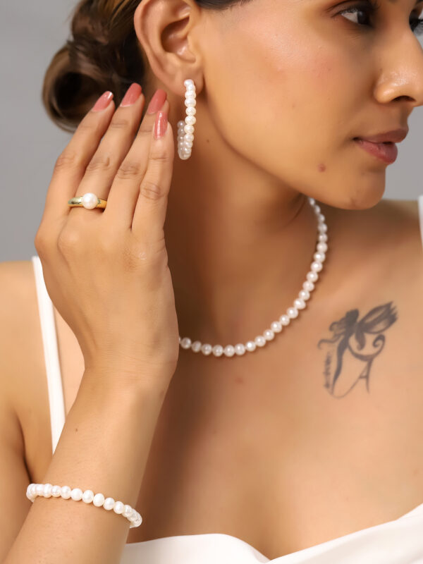 CULTURED PEARL STRETCHABLE MINERAL BRACELET - Image 3