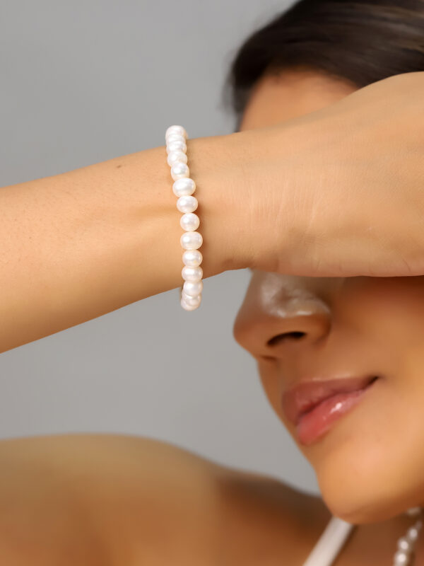 CULTURED PEARL STRETCHABLE MINERAL BRACELET - Image 2
