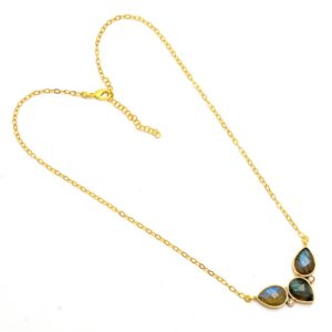 Labradorite Gemstone Sterling Silver 18k Gold Vermeil Necklace