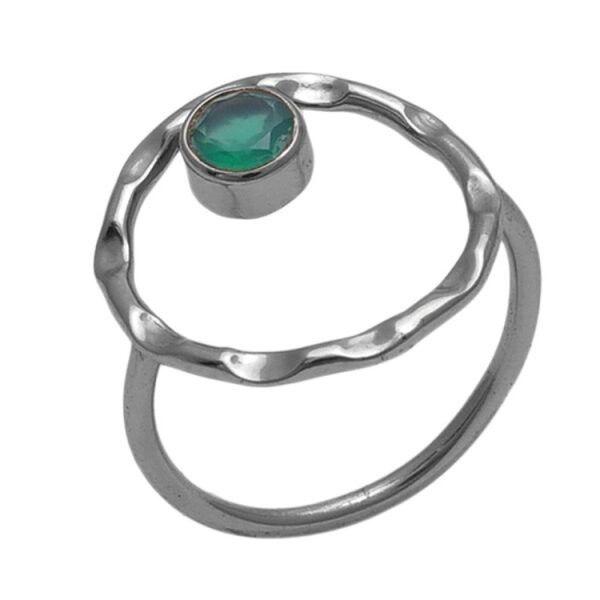 HAMMER TEXTURED GREEN ONYX RING - Image 4