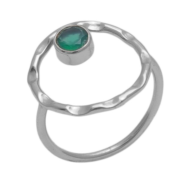 HAMMER TEXTURED GREEN ONYX RING - Image 2
