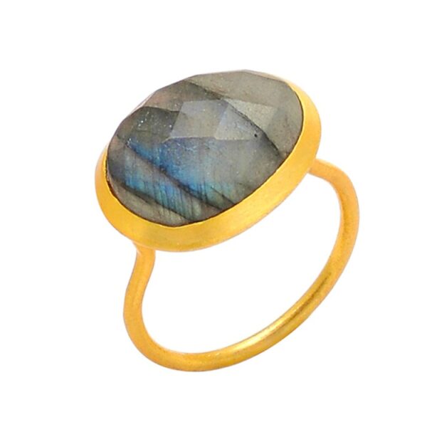 Sterling Silver Oval Shape Labradorite Gemstone Ring