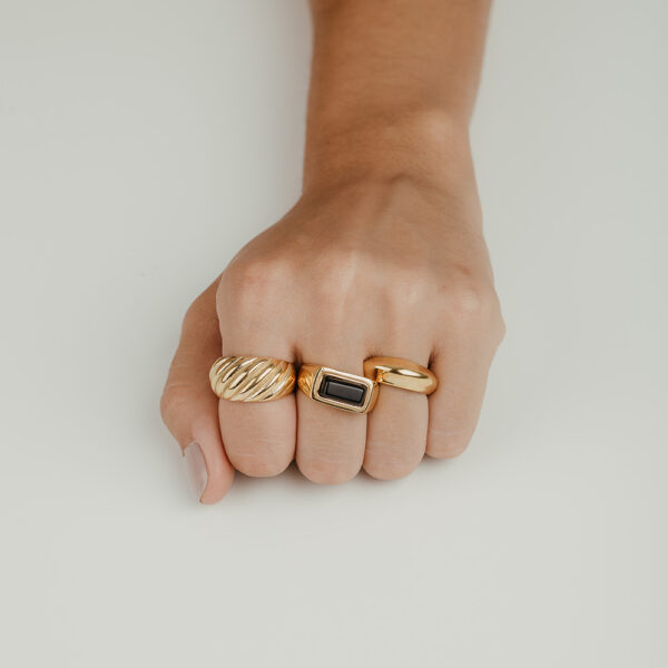 CROISSANT 925 SOLID STERLING SILVER GOLD PLATED RING - Image 2