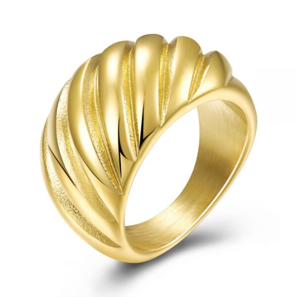 CROISSANT 925 SOLID STERLING SILVER GOLD PLATED RING