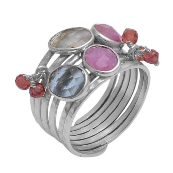 Tourmaline Gemstone Oval Shape 925 Sterling Silver Jewelry Gold Plated Ring - Image 3
