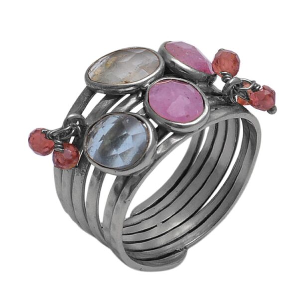 Tourmaline Gemstone Oval Shape 925 Sterling Silver Jewelry Gold Plated Ring - Image 2