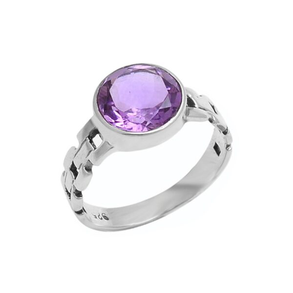 Amethyst Gemstone Round Shape Designer Ring Jewelry - Image 4
