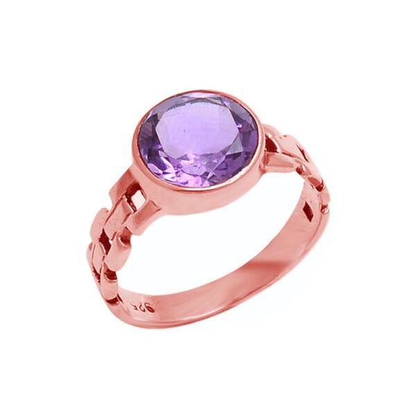 Amethyst Gemstone Round Shape Designer Ring Jewelry - Image 3