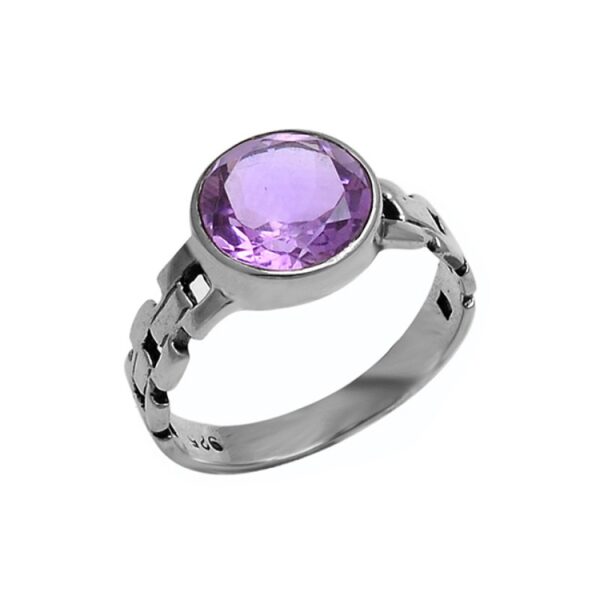 Amethyst Gemstone Round Shape Designer Ring Jewelry - Image 2