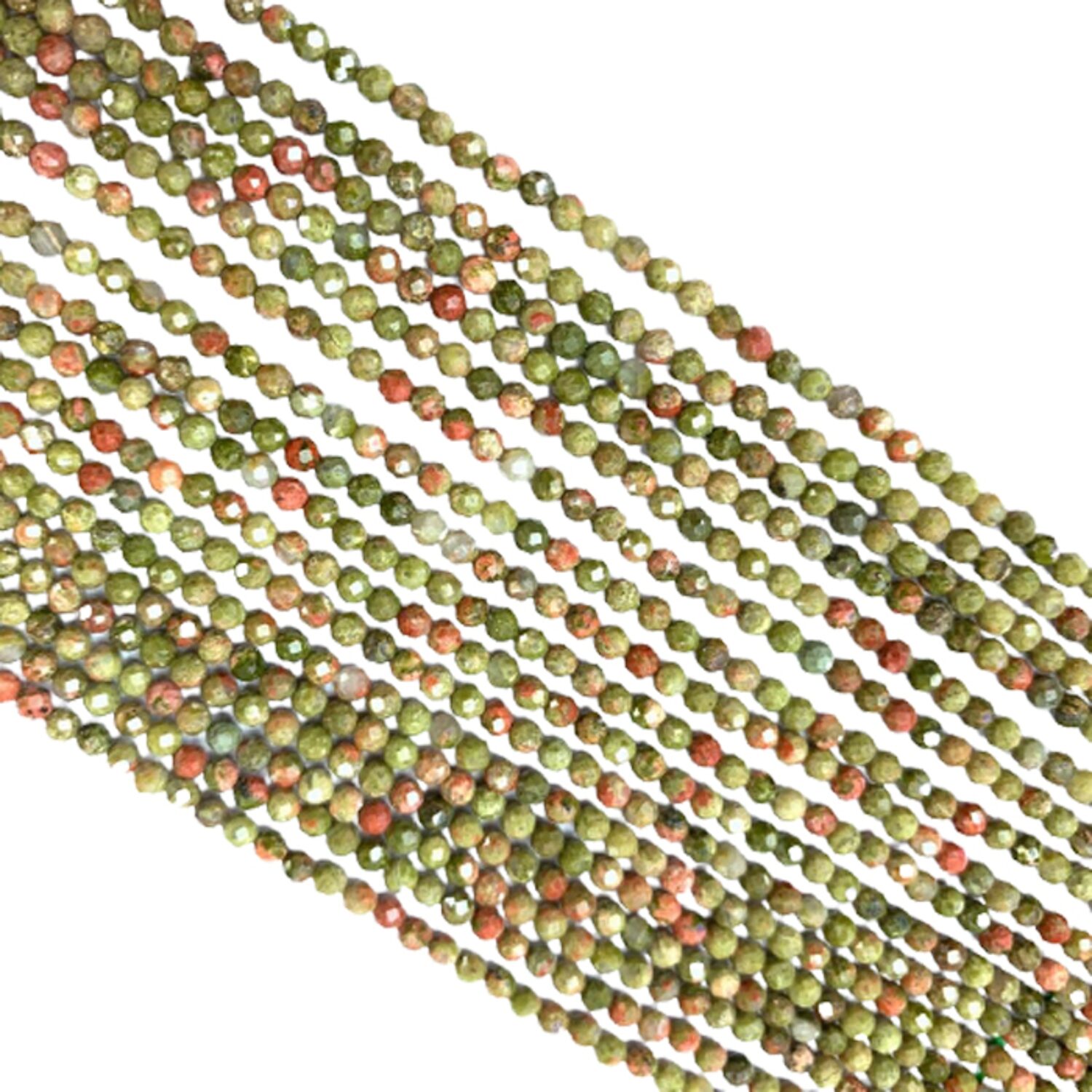 FACETED GEMSTONE BEADS STRAND- UNAKITE