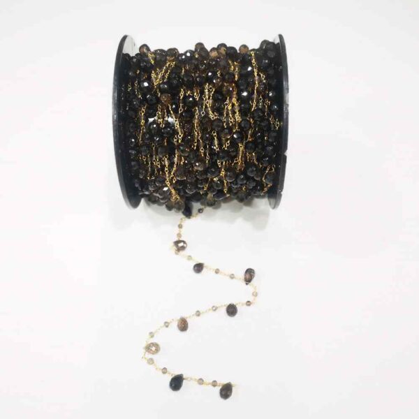 Teardrop Beads Rosary Chain - Smoky quartz
