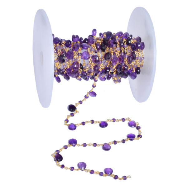 Teardrop Beads Rosary Chain - Amethyst