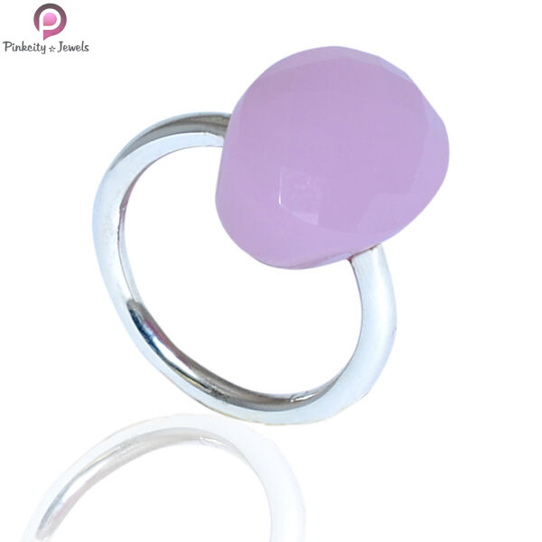 Rose Quartz Oval Shape 925 Sterling Silver Ring - Image 2