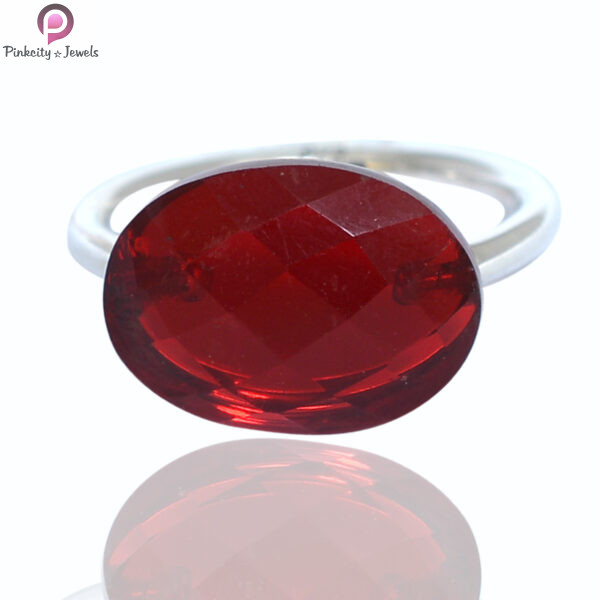 Garnet Oval Shape 925 Sterling Silver Ring