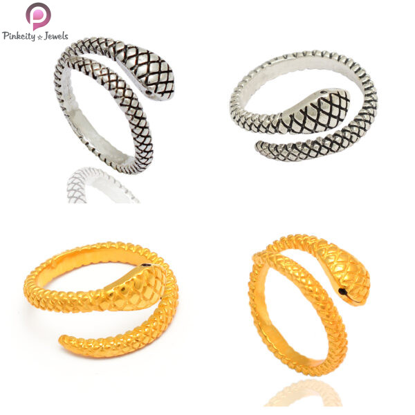 Snake Silver Gold Plated Ring - Image 5