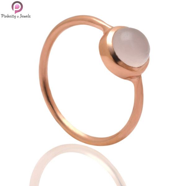 Rose Quartz Silver Rose Gold Plated Ring