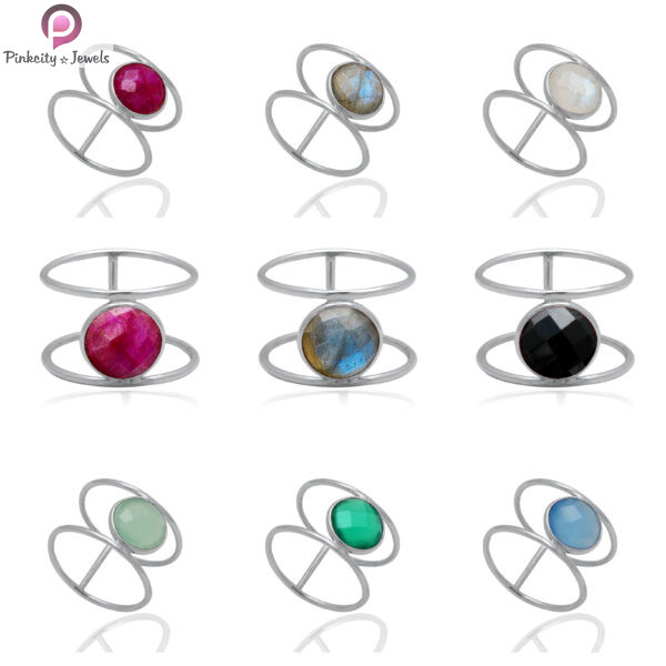 Rainbow Moonstone Silver Gold Plated Ring - Image 4