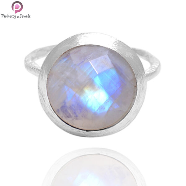 Silver Gold Plated Matte And Hammered Finish Ring - Image 3