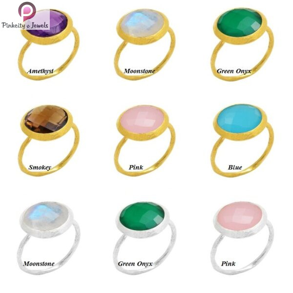 Silver Gold Plated Matte And Hammered Finish Ring - Image 4