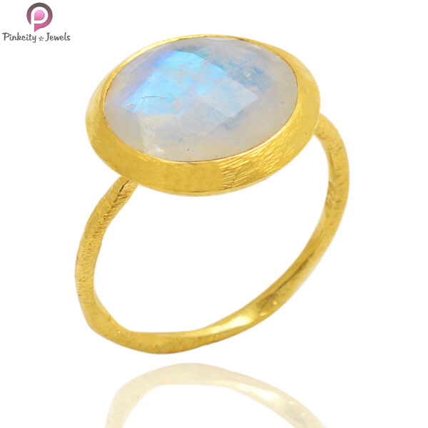 Silver Gold Plated Matte And Hammered Finish Ring