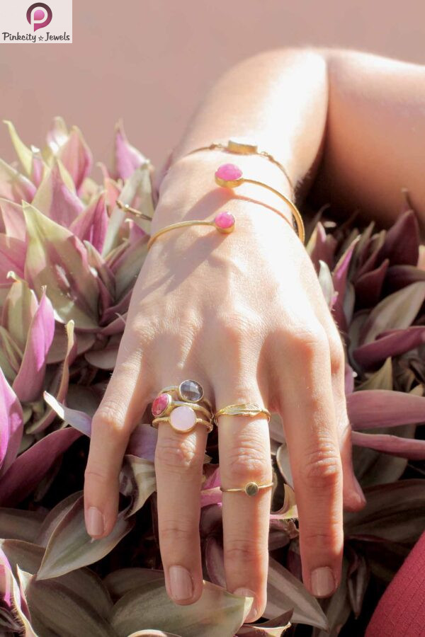 Black Onyx Silver Gold Plated Matte And Hammered Finish Surface Ring - Image 7