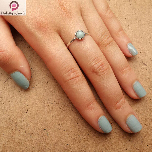 Larimar Gemstone Silver Small Ring - Image 2