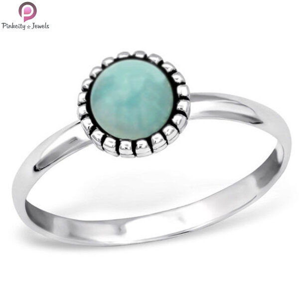 Larimar Gemstone Silver Small Ring