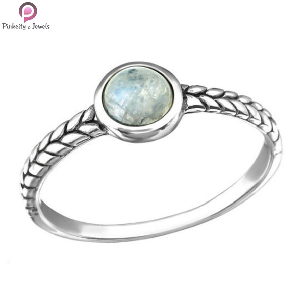 Rainbow moonstone Gemstone Silver Small Ring