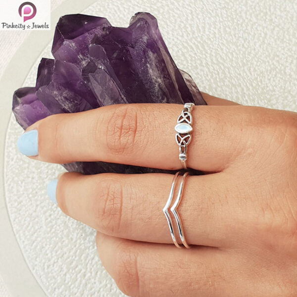 Turquoise Marquise Shape Gemstone Silver Small Ring - Image 2
