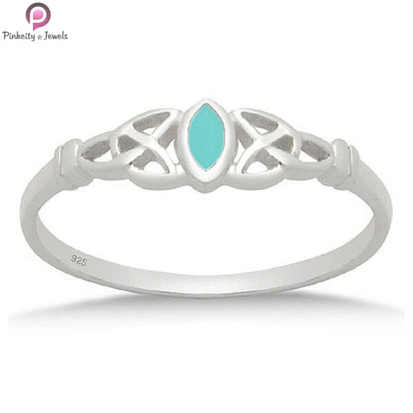 Turquoise Marquise Shape Gemstone Silver Small Ring