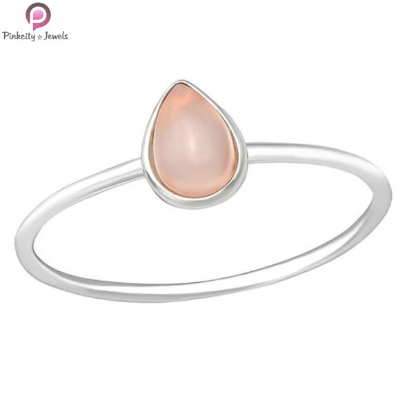 Rose Quartz Gemstone Silver Small Ring
