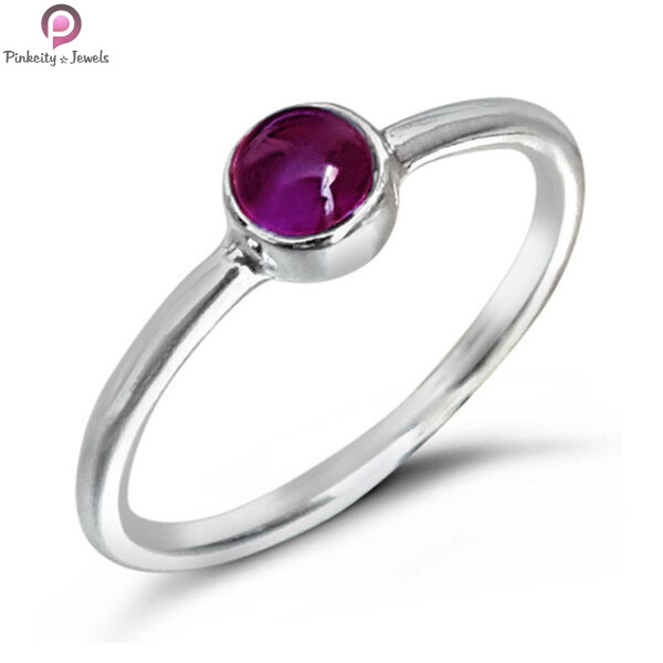 Pink Tourmaline Gemstone Small Silver Ring