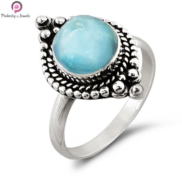 Larimar Gemstone Silver Ring