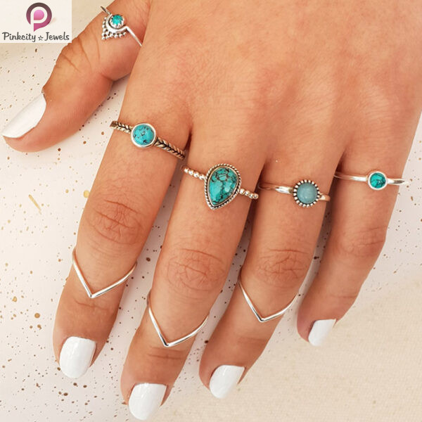 Rainbow Moonstone Gemstone Small Crown Silver Ring - Image 2