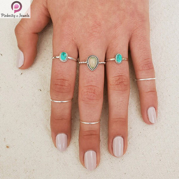 Turquoise Gemstone 925 Sterling Silver Ring - Image 2