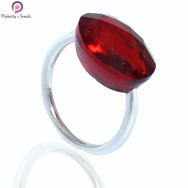 Garnet Oval Shape 925 Sterling Silver Ring - Image 2
