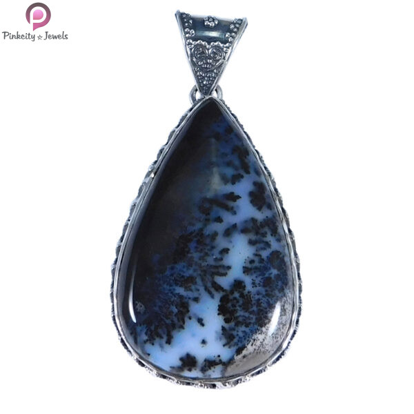 925 Sterling Silver -Dendritic Opal Ethnic Gemstone Pendant Jewelry - Image 2