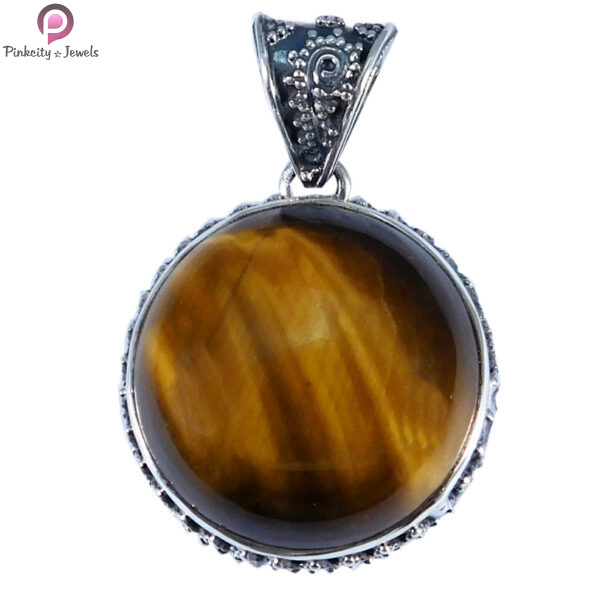 925 Sterling Silver -Tigers Eye Gemstone Pendant Jewelry - Image 2