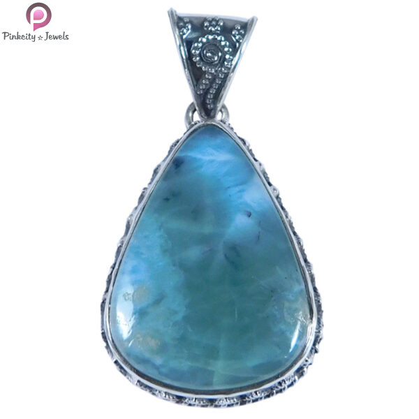 Natural Larimar Gemstone 925 Silver Pendant - Image 2