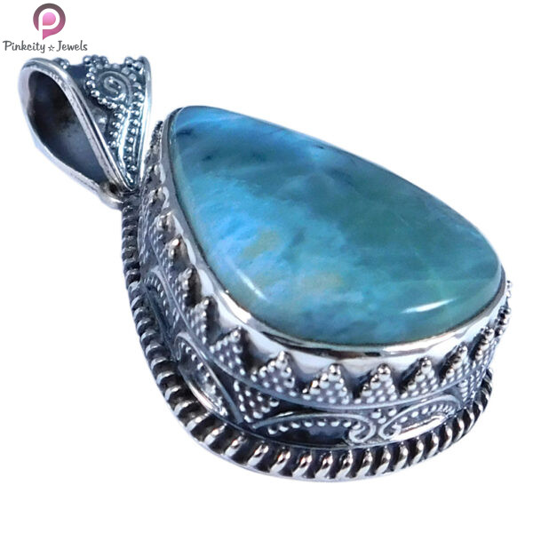 Natural Larimar Gemstone 925 Silver Pendant