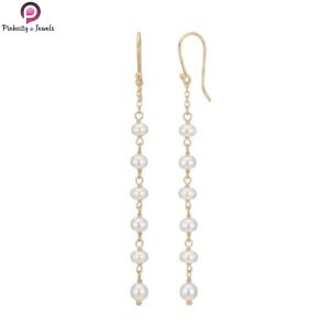 Pearl Chain 925 silver Gold Plated Gemstone Earring