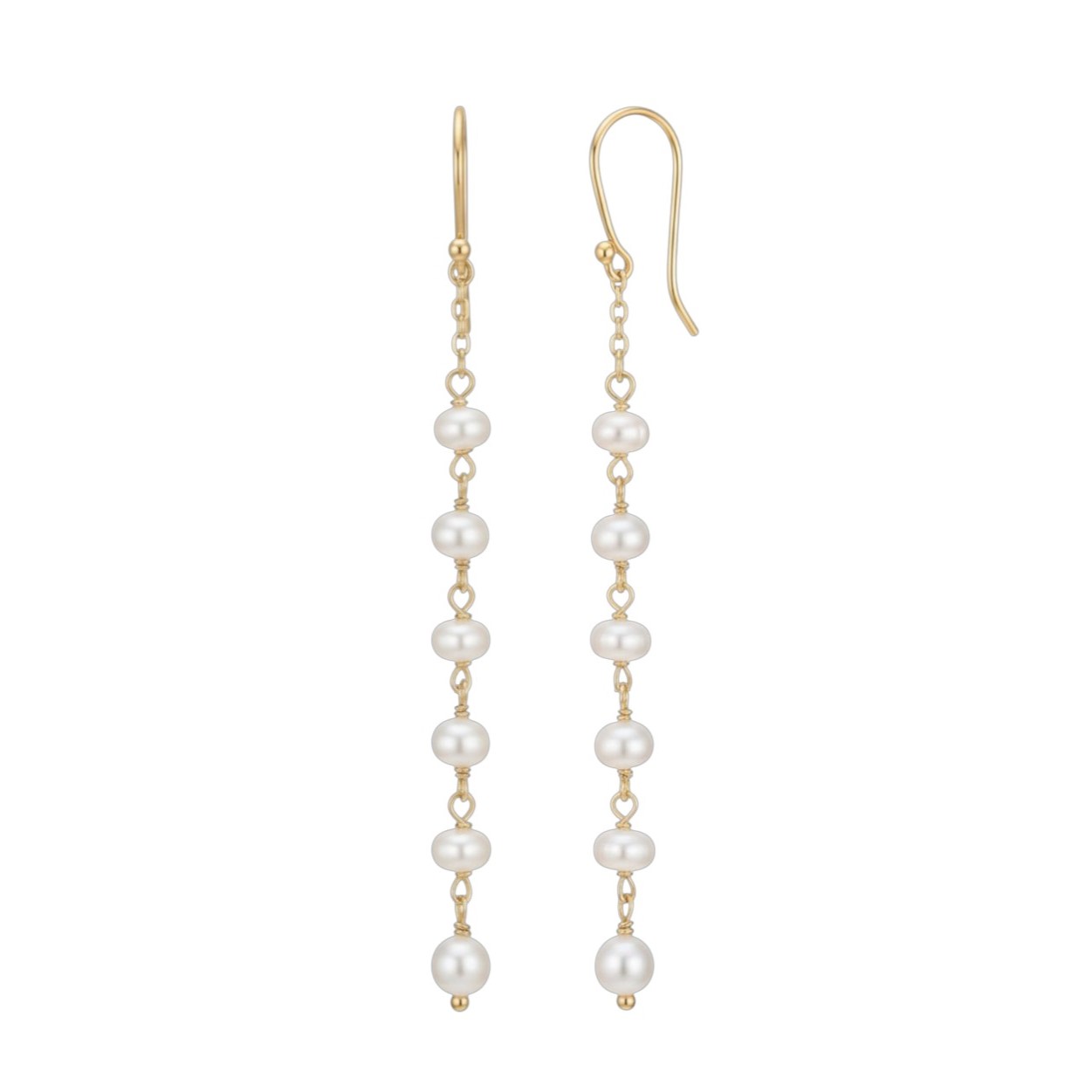 Pearl Chain 925 silver Gold Plated Gemstone Earring