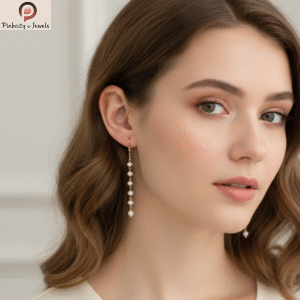 Pearl Chain 925 silver Gold Plated Gemstone Earring