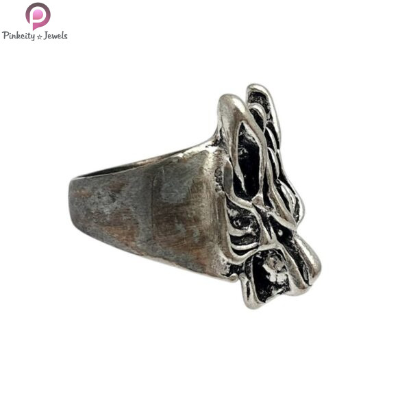 Aruie Wolf Ring Animal Head Gothic Biker Silver Tone Vintage Finger Ring Jewelry for Men - Image 3