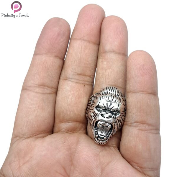 Gorilla Ring for Men, Angry Orangutan Ring Big Monkey Ring, Hip Hop Biker Men's Fashion Domineering Punk Ring, Vintage Animal Ring Jewelry Gift - Image 2