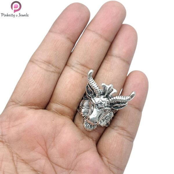 Vintage Jewelry Domineering Satan Goat Sheep Animal Head Rings For Men & Women - Image 2